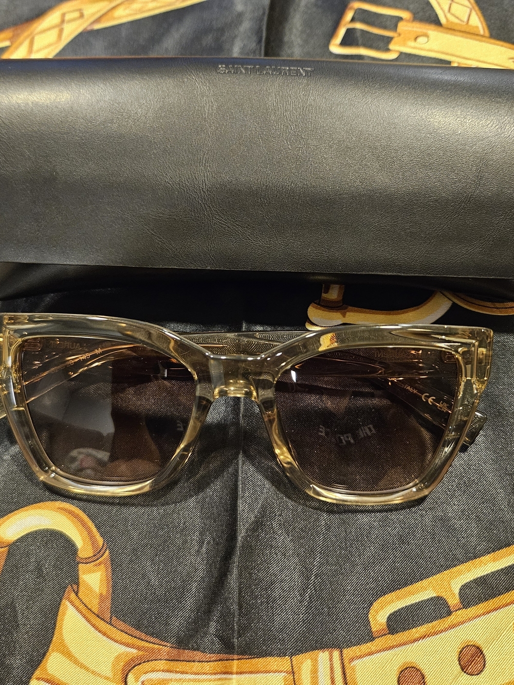 Saint Laurent Transparent Brown Cat-Eye Sunglasses